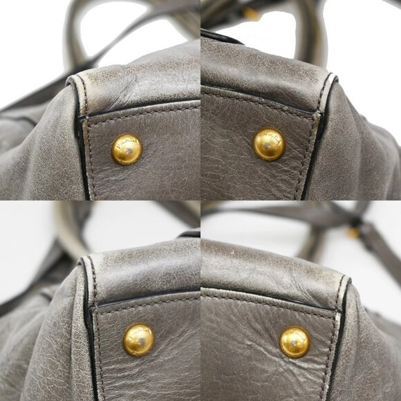 PRADA Logo 2 Way Shoulder Hand Bag Nylon Leather Gray GHW - Picture 7 of 16